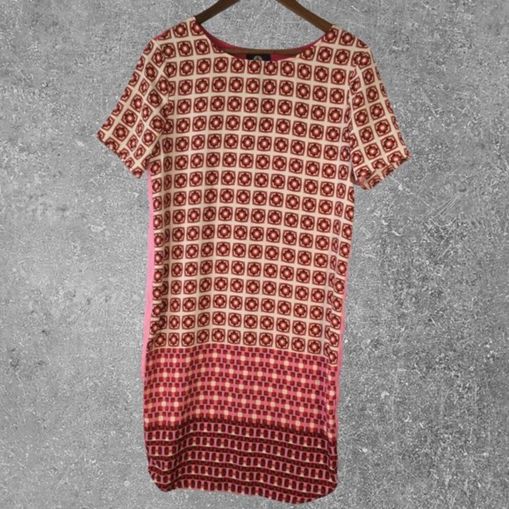 Adrienne Vittadini Geometric Dress Size Small Red, White & Pink NWOT